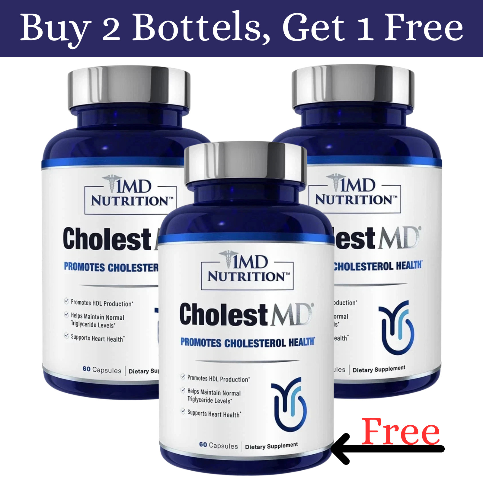1MD CholestMD Promotes Cholesterol Health New Sealed 60 Capsules (3 Packs)