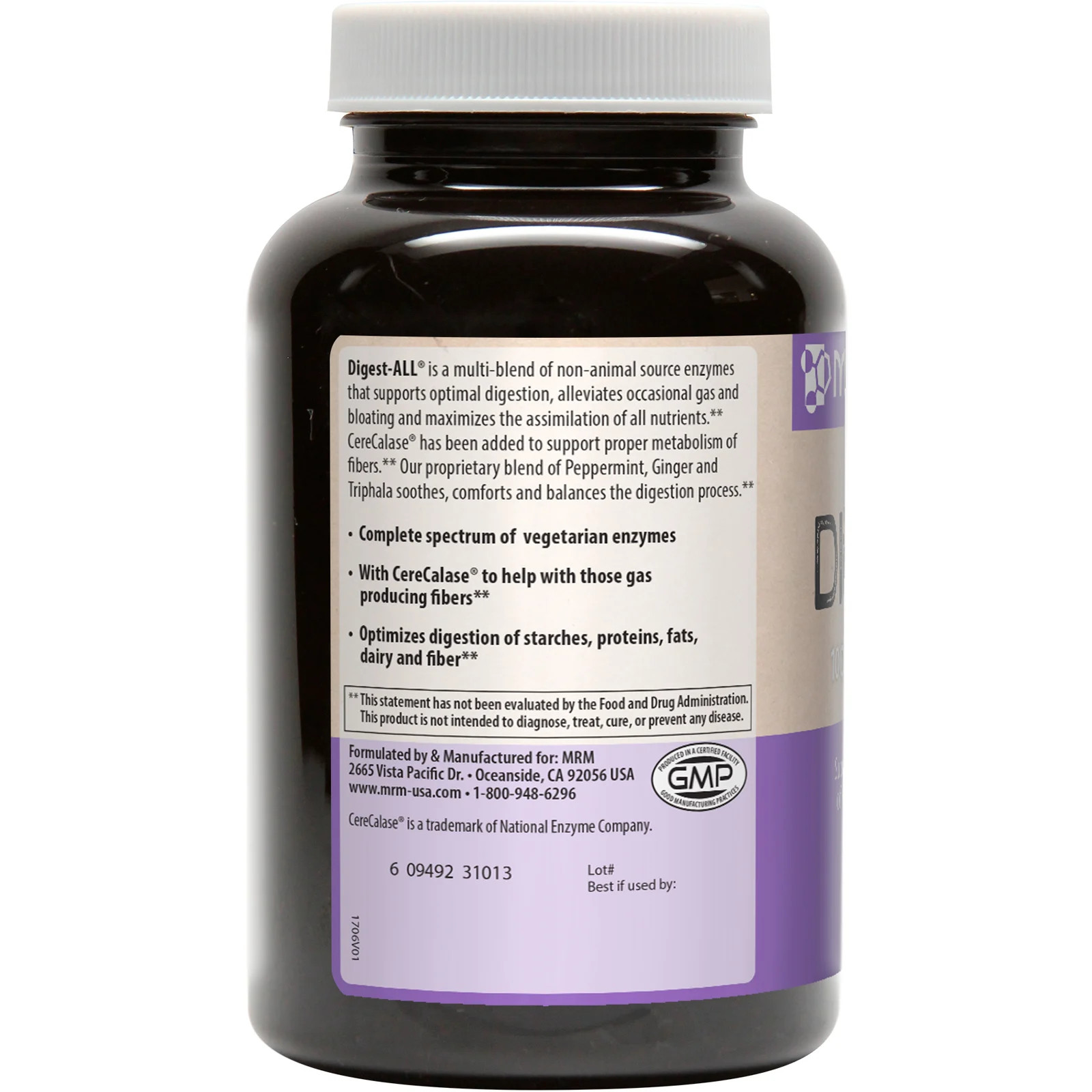 MRM Digest-All 100 Vegetarian Capsules Egg-Free, Fish Free, Gluten-Free,