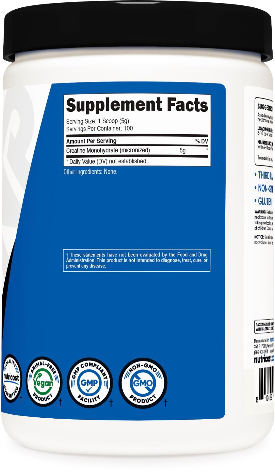 Micronized Creatine Monohydrate Powder 500G – 5000mg Per Serving, 100 Servings