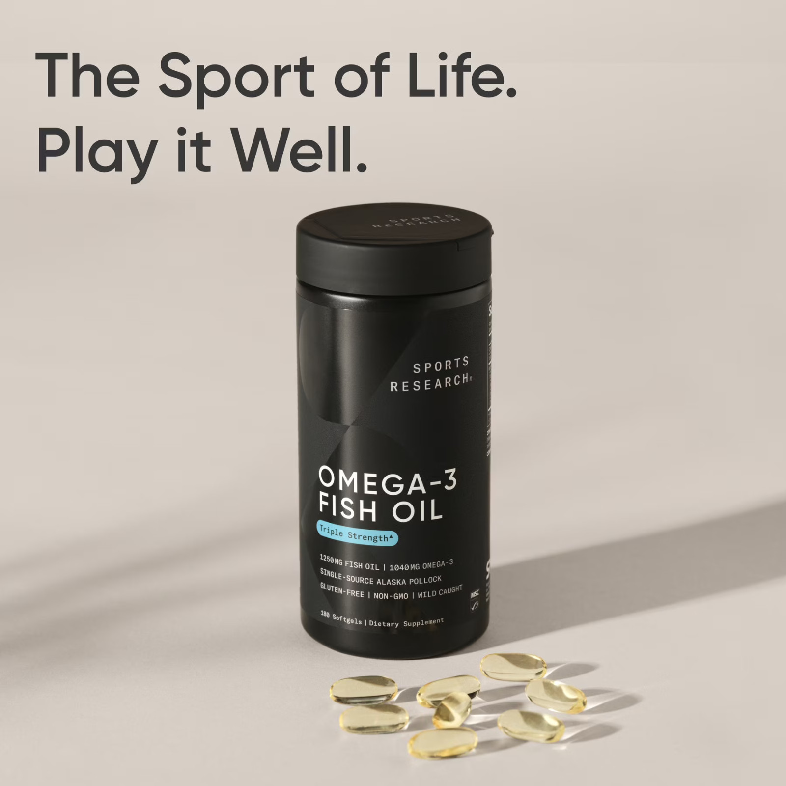 Triple Strength Omega-3 Fish Oil Burpless EPA DHA 180 Softgels