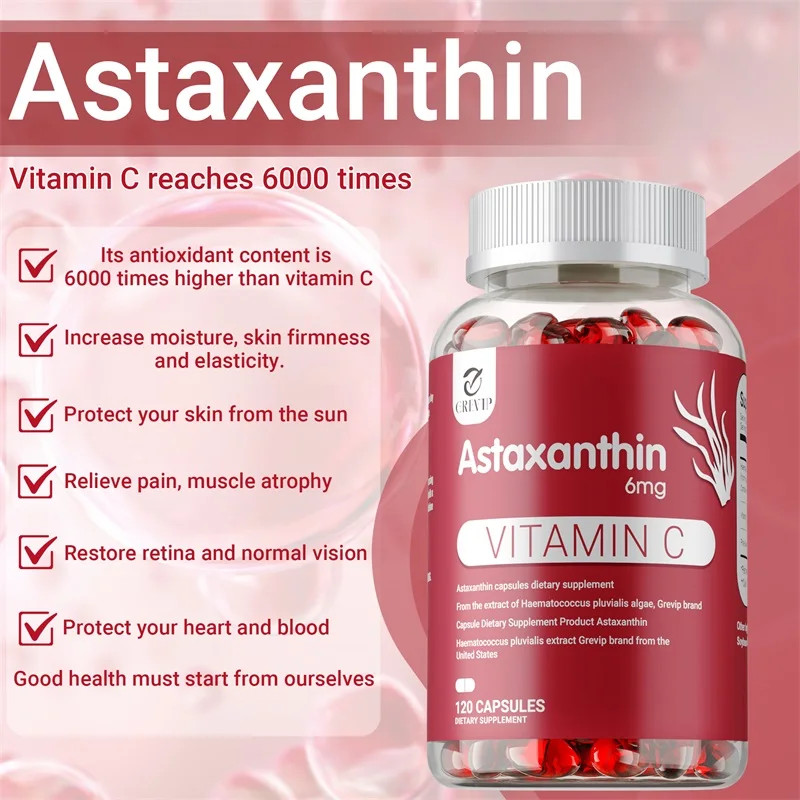 Astaxanthin 240pcs,Accelerates Metabolism,Promotes Eye and Cardiovascular Health