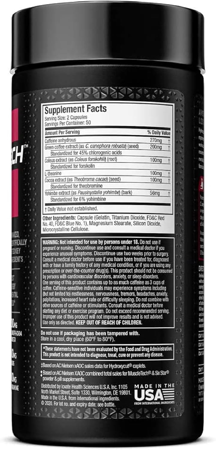 MuscleTech Hydroxycut Hardcore Elite 100 Caps Each (Pack of 2)