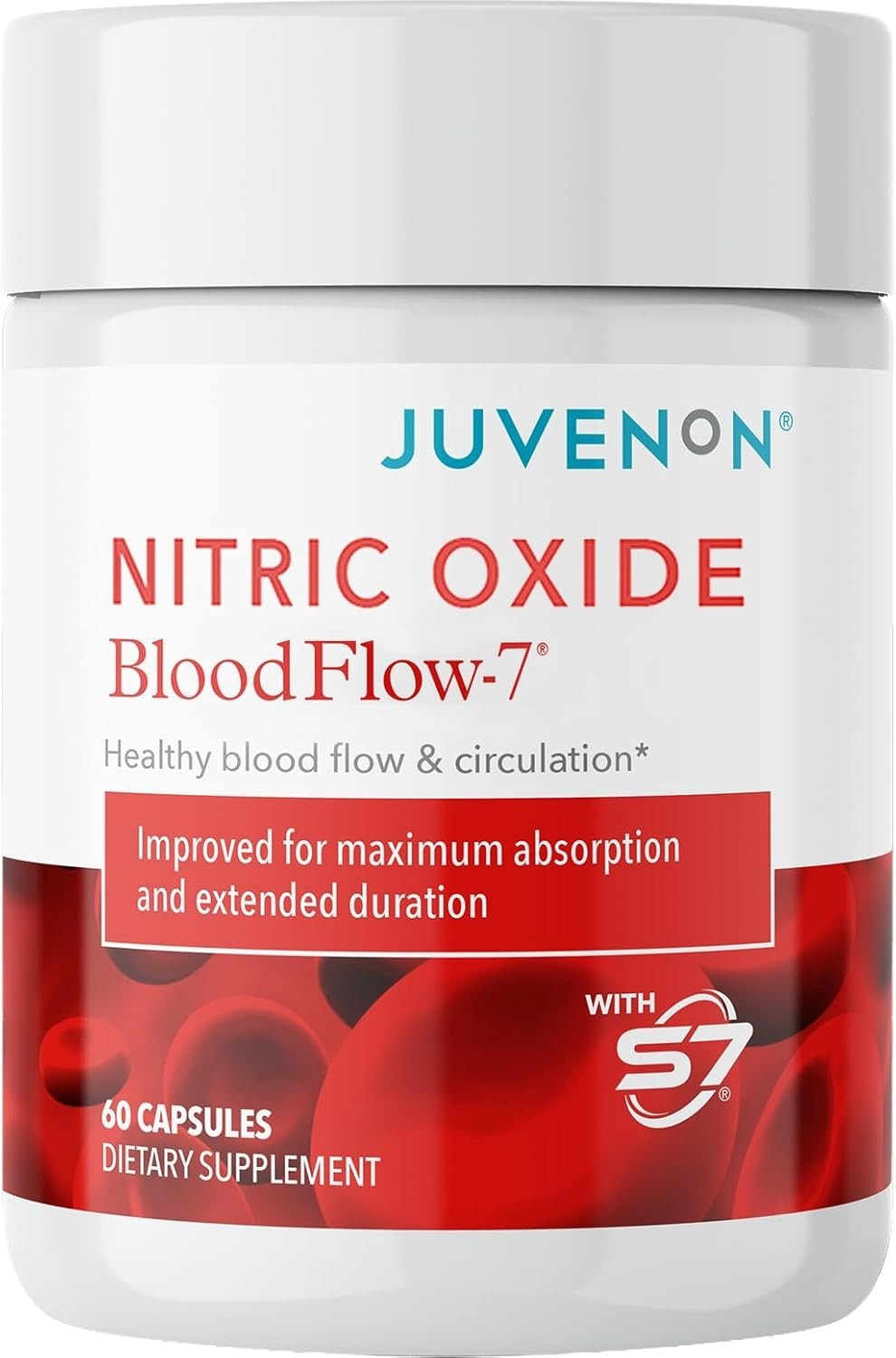 BloodFlow-7 Juvenon | Nitric Oxide Boost 230% | Circulation Support 60 Caps
