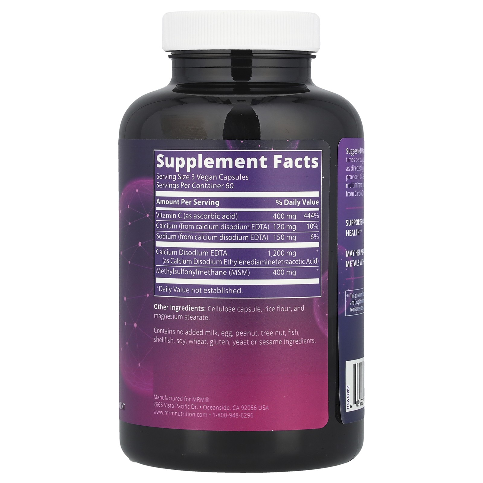MRM Cardio Chelate with EDTA 180 Vegetarian Capsules Gluten-Free, GMP Quality
