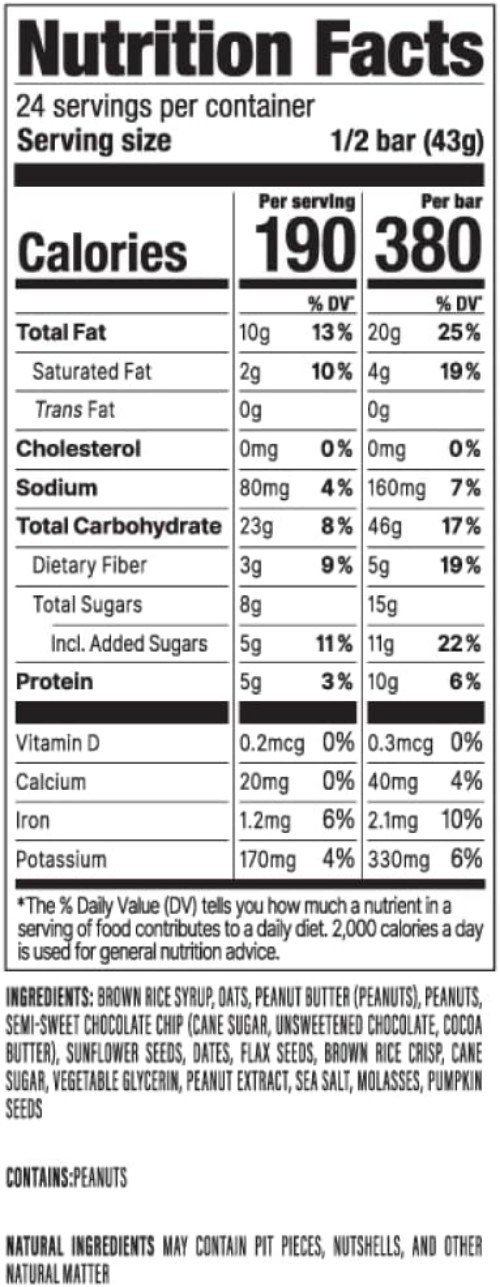 MEAL Bar, Peanut Butter Chocolate Chip, Non-GMO, Gluten-Free, Healthy, Plant-…