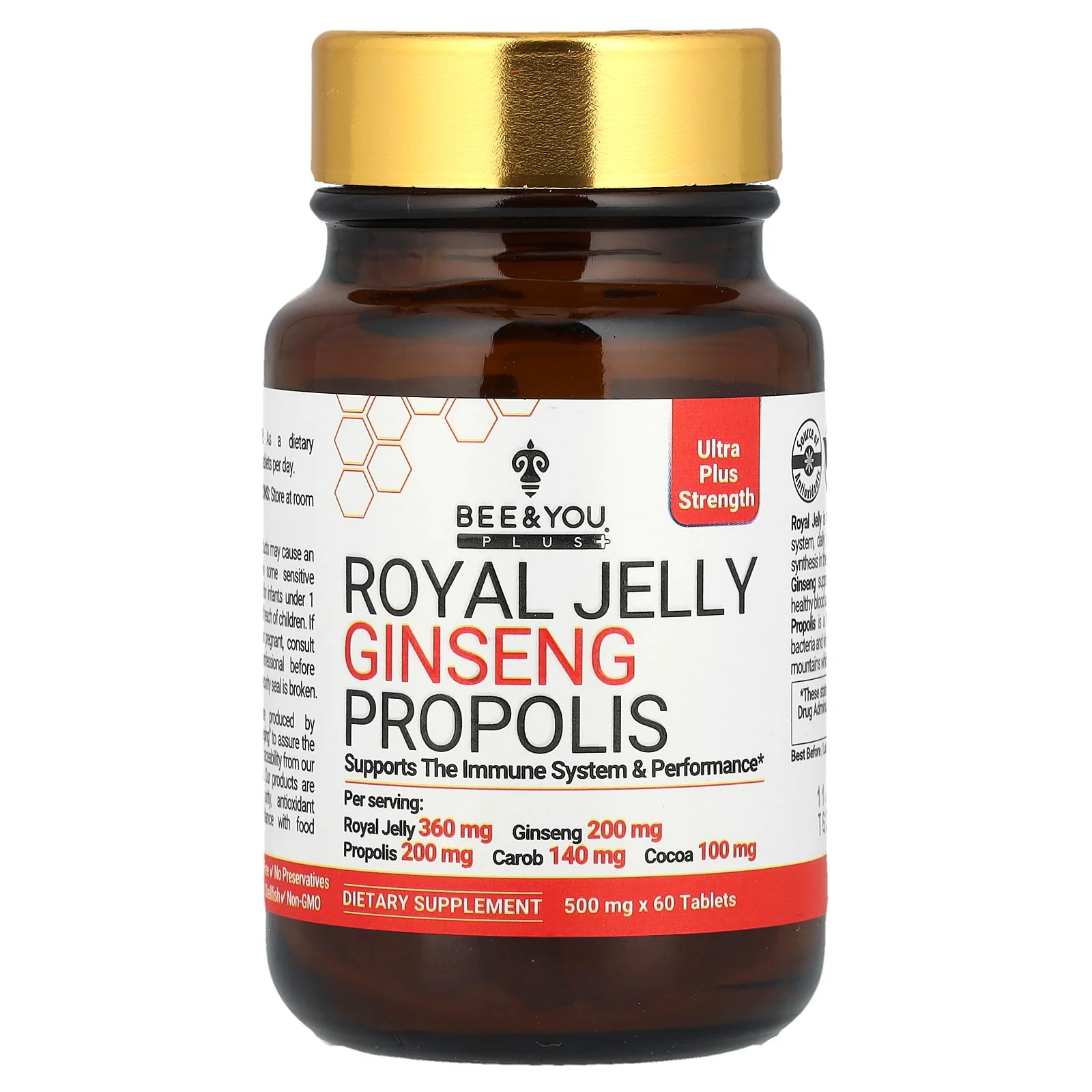 2 X Bee & You, Royal Jelly Ginseng Propolis, 60 Tablets