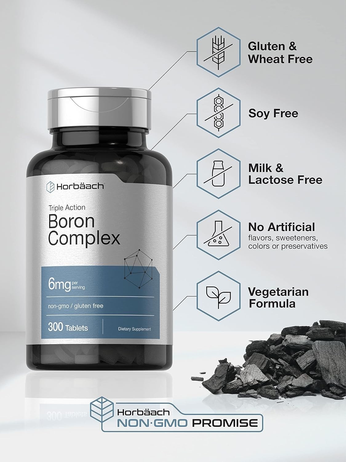 Triple Boron Complex 6 mg Supplement | 300 Tablets | Triple Action | by Horbaach