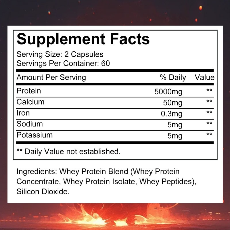 Whey Protein 5000mg W Calcium Sodium 55mg Support Recovery,Enhance Muscle-120cap