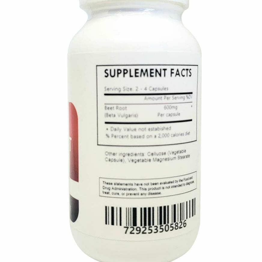 Organic Beet Root Powder Capsules – 120 Count – 500mg Each – Beta vulgaris