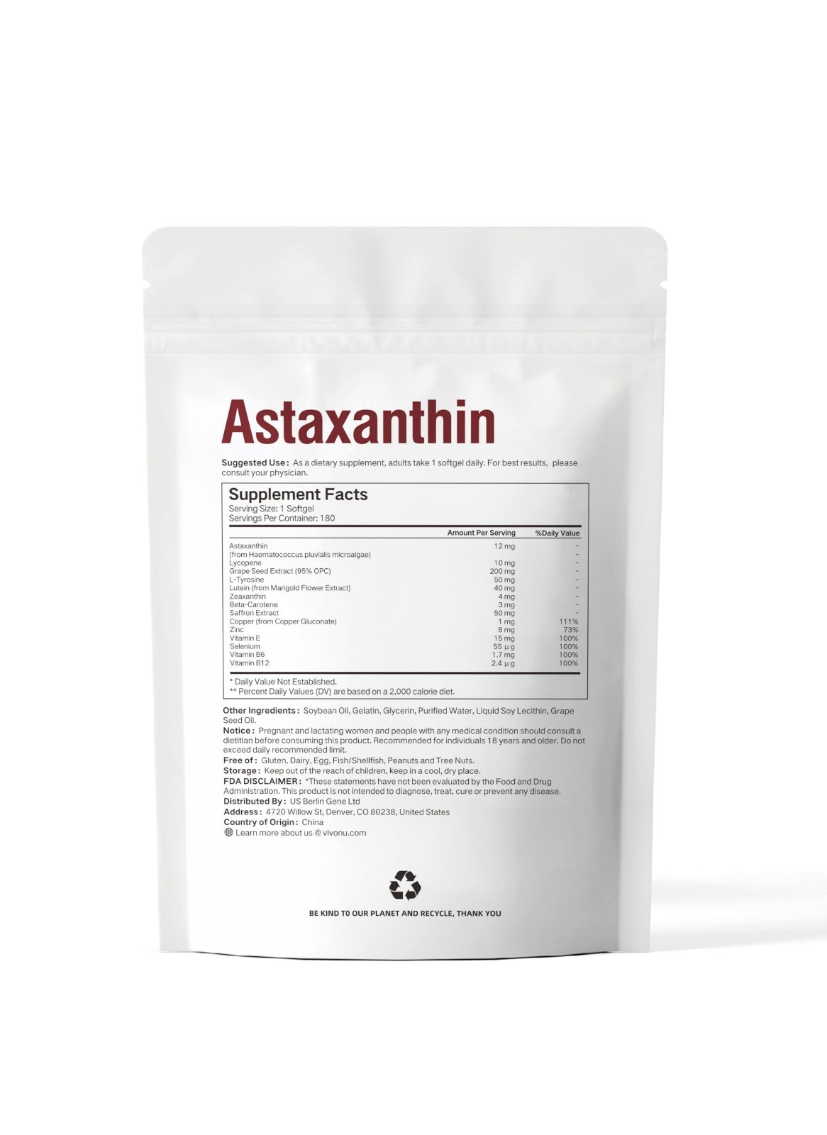 14-in-1 Astaxanthin & Lutein 12mg, Zeaxanthin Softgels – 6 Month Supply, Eye & S