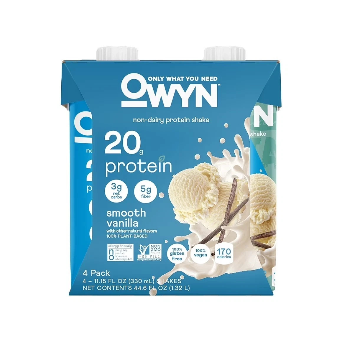 Only What You Need , Vegan Plant,Based Protein Shake, Vanilla, 20g Protein.