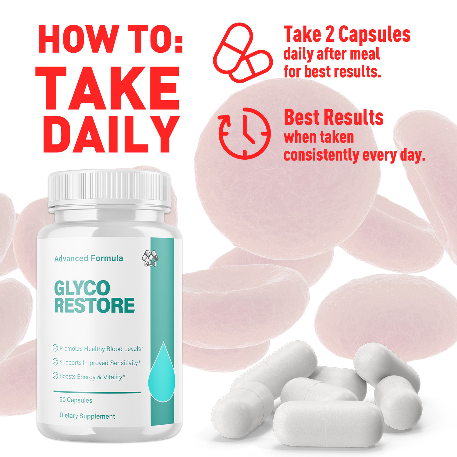 (1 Pack) Glyco Restore Capsules Advanced Support Blood Supplement 60 Capsules