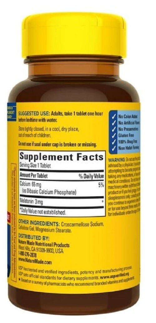 Nature Made Melatonin 3 mg Tablets, 100% Drug Free Sleep Aid for Adults, 240 New