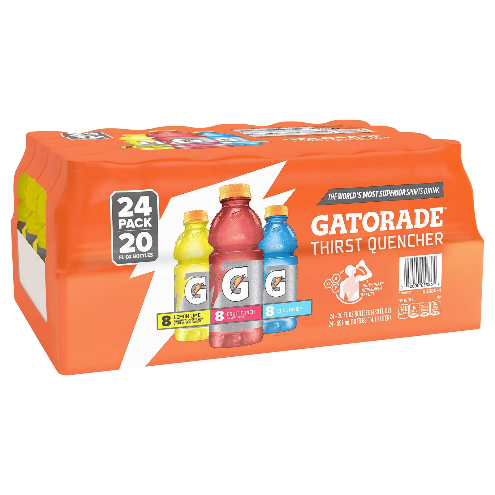Gatorade Thirst Quencher, Variety Pack, 20 fl oz, 24-pack