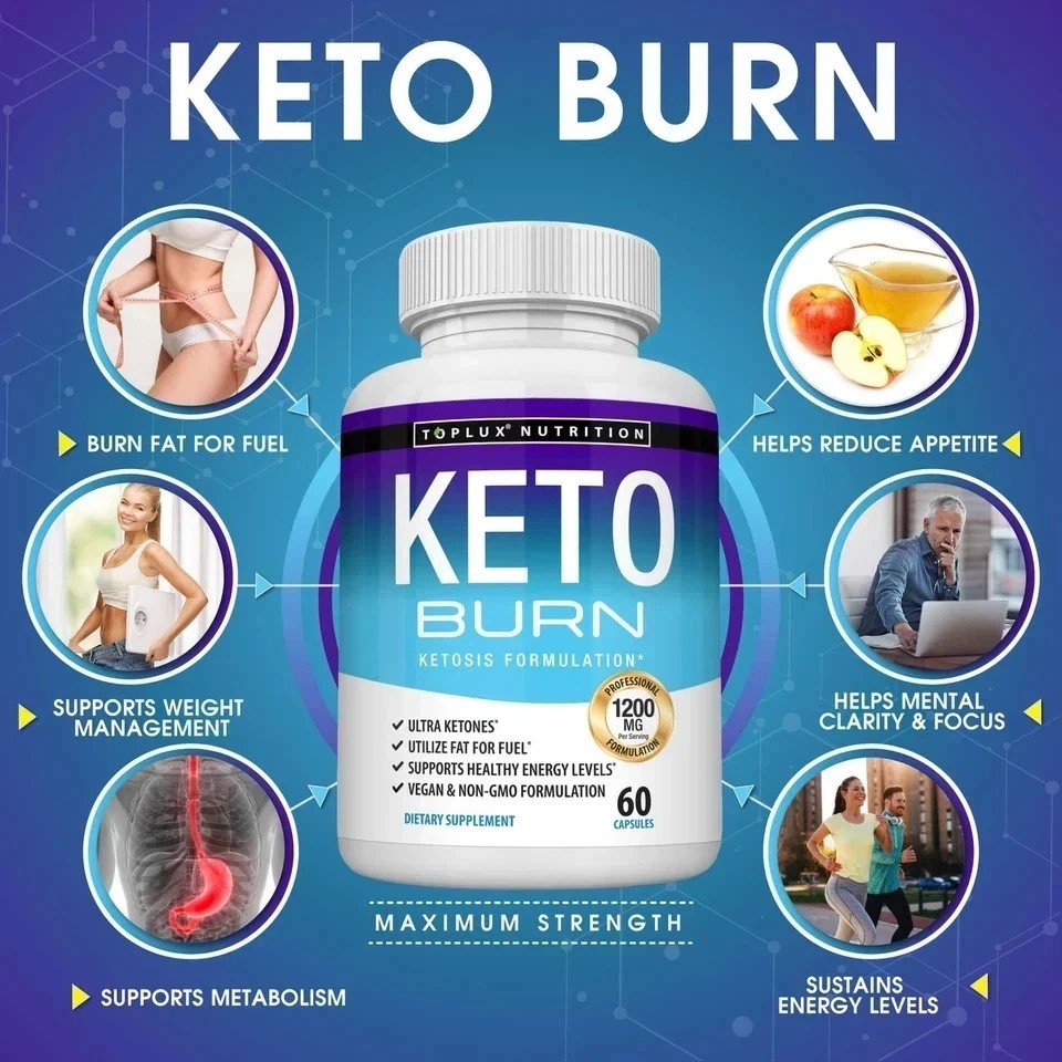 HOT-Toplux Keto Burn Pills Ketosis Weight Loss – 1200 Mg Ultra Advanced Natural
