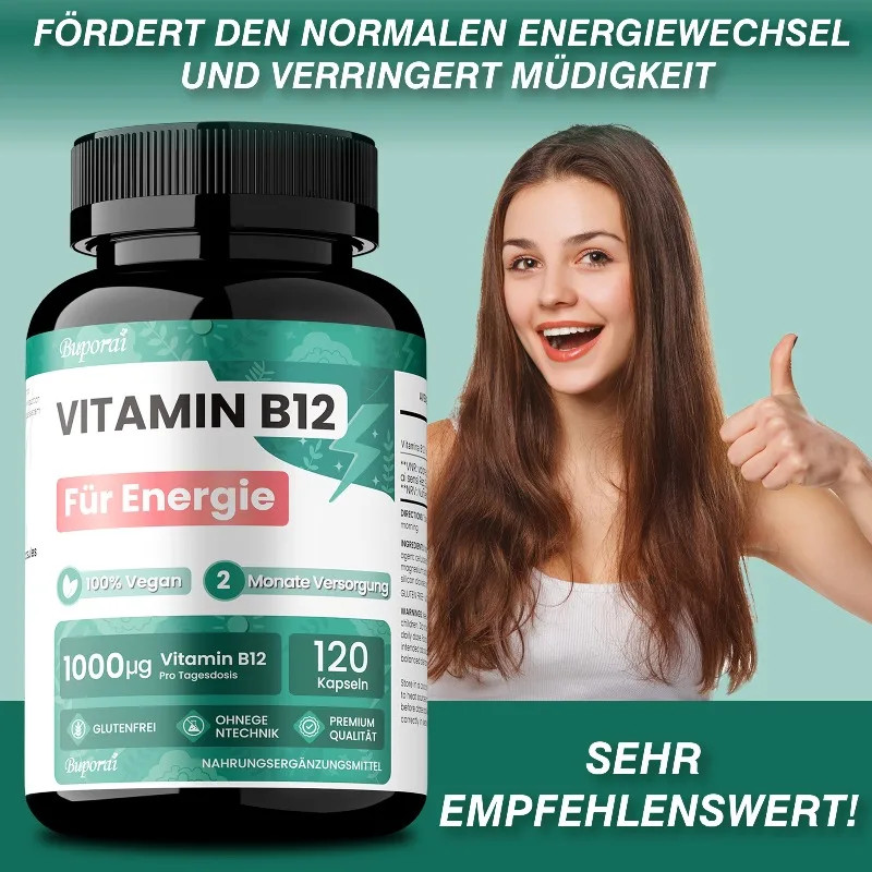 Vitamin B12 120pcs, Reduce Fatigue, Improve Memory, Promotes Cellular Energy