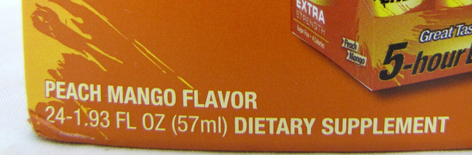 5 Hour Energy Shot Peach Mango Extra Strength 24 Ct Box 1.93 oz Bottles Five Hr