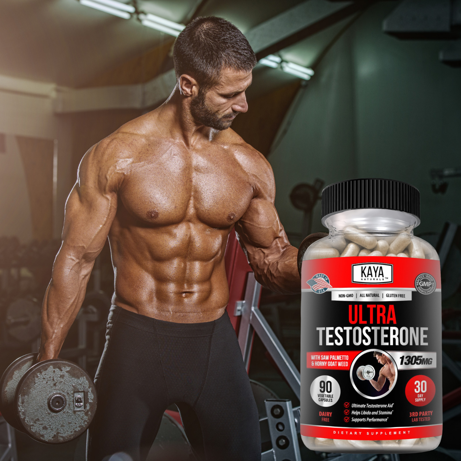 (2 Pack) Natural Testosterone Booster Magnesium Zinc Tribulus Horny Goat Weed