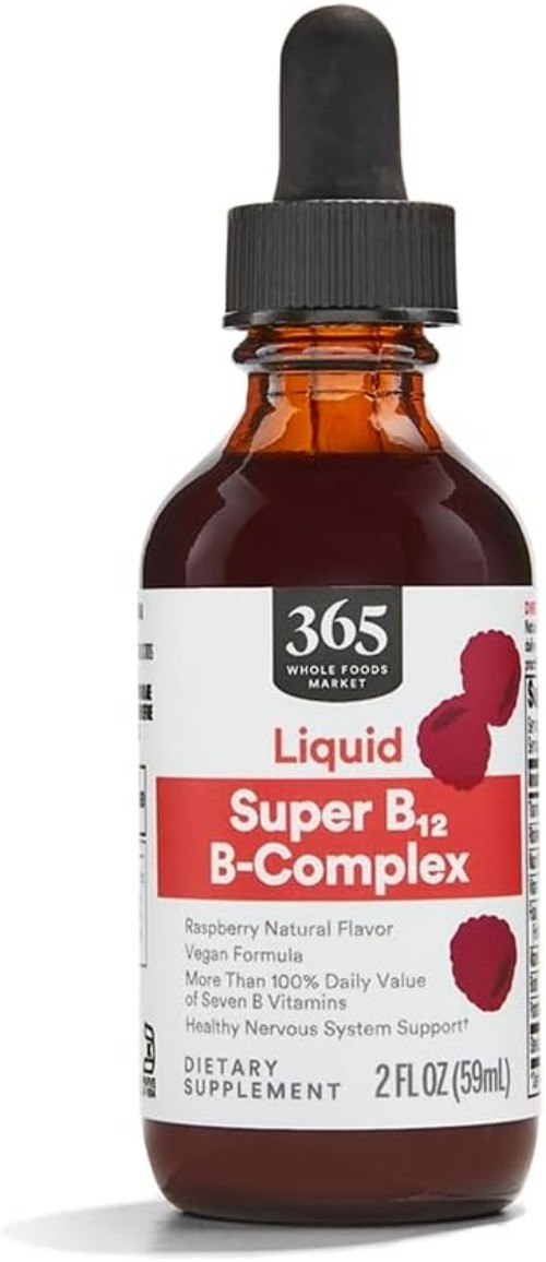 Super B-12 Liquid B-Complex Supplement – Raspberry Flavor, 2 Fl Oz