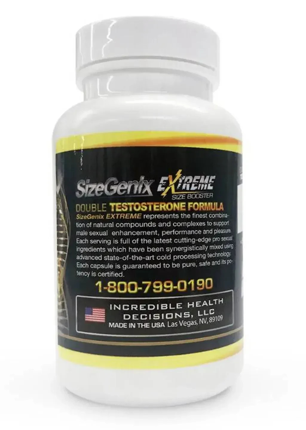 SizeGenix Adult 18+ Men Herbal Supplement 3 Months 180 Capsules New Sealed