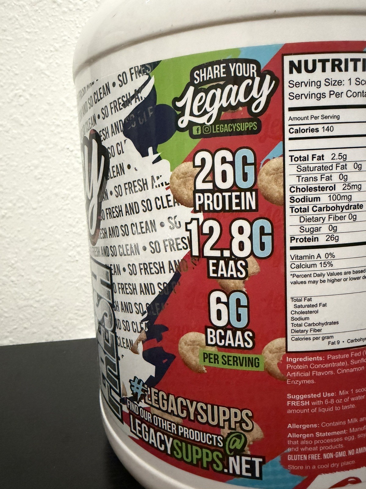 Legacy Whey Protein 5lb Pasture Fed 26g Protein Muscle Recovery snickerdoodle