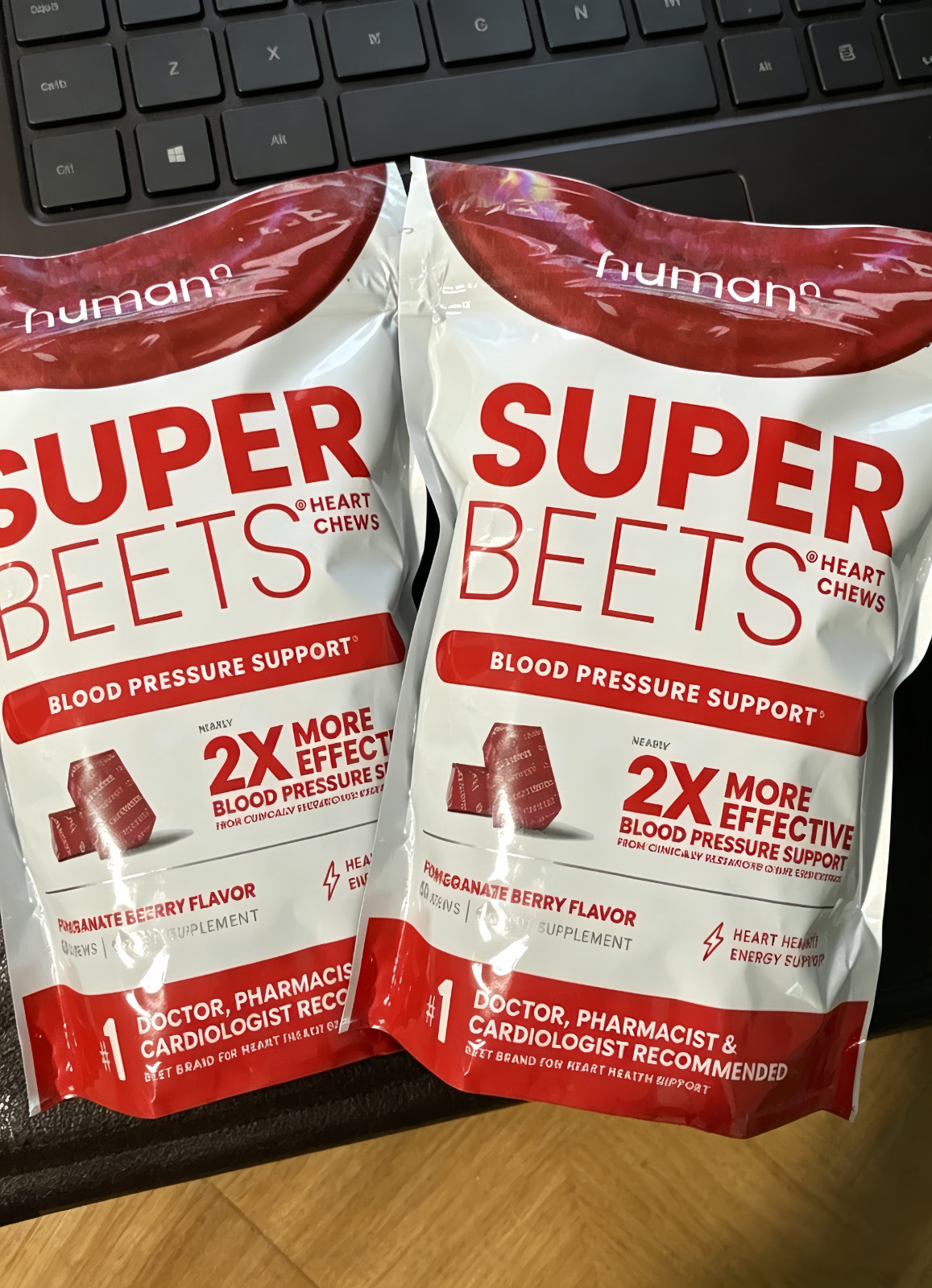 2 Pack HumanN – SUPER BEETS Heart Chews, Pomegranate, 60 Count,FREE SHIP