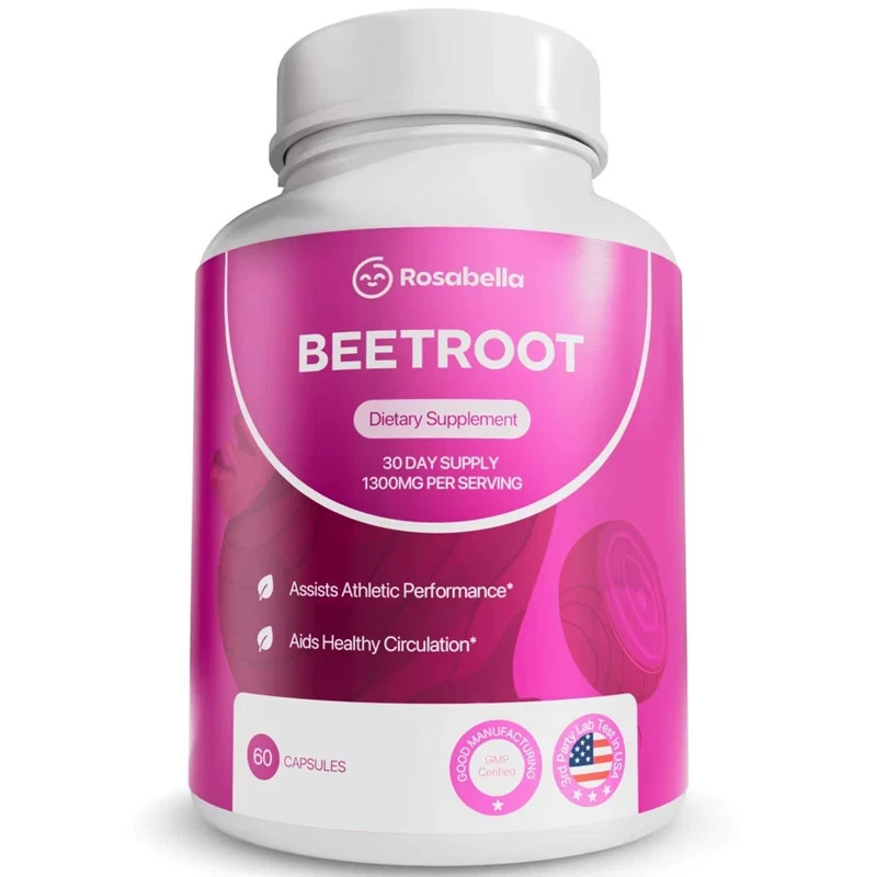 Rosabella Beetroot 1300mg Dietary Supplement 60 Capsules