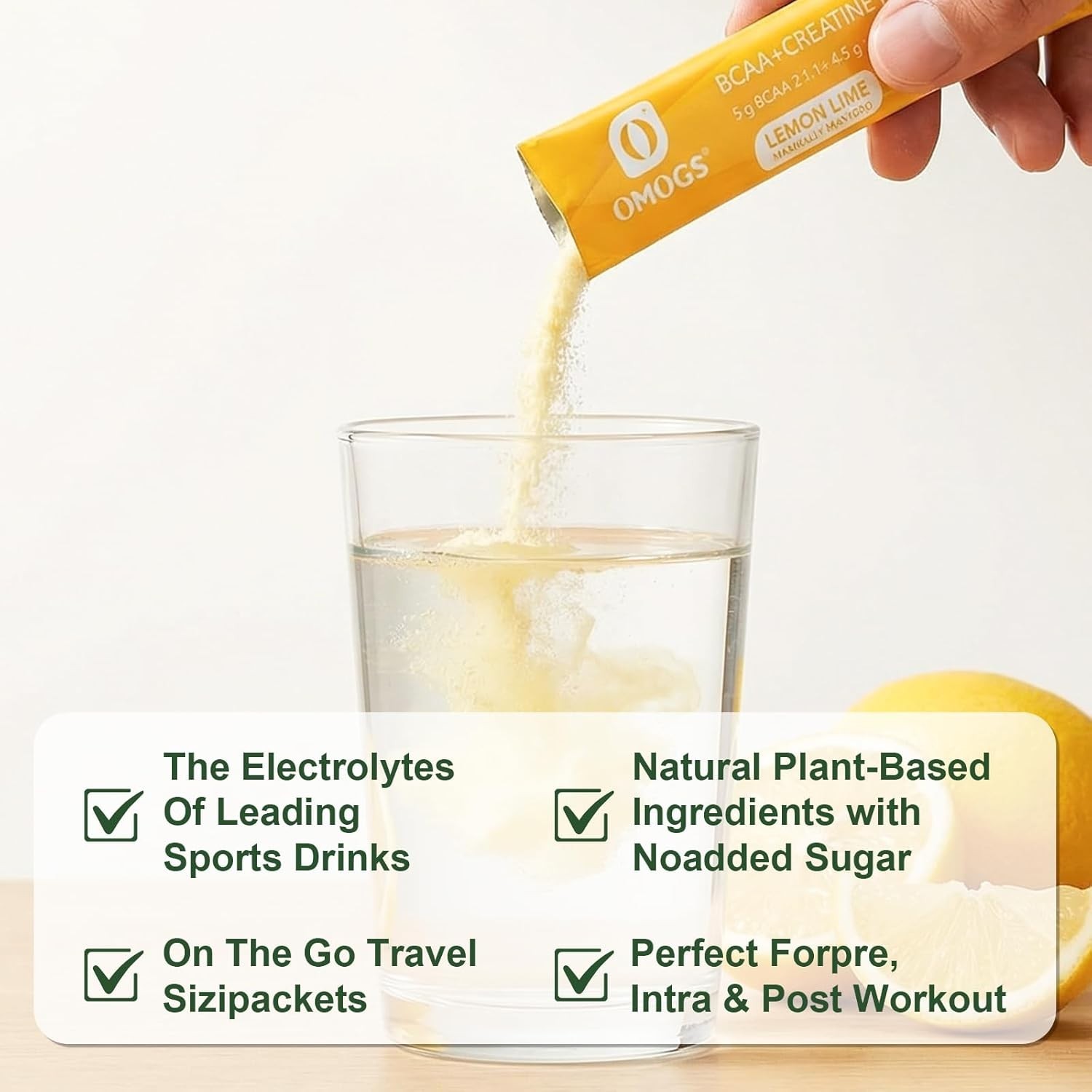 Natural Lemon Flavored Creatine Monohydrate + BCAA, 3.2 oz for Energy & Recovery