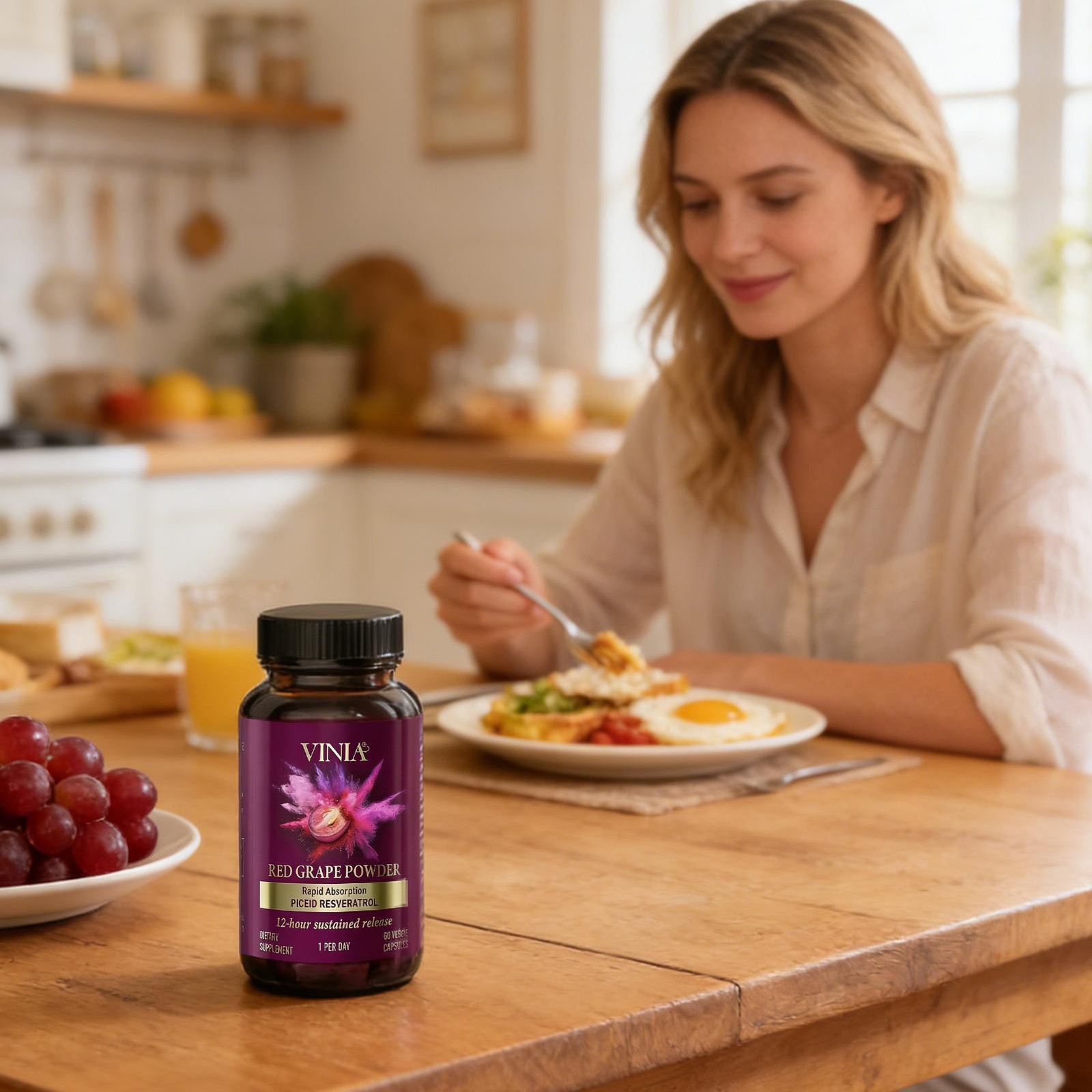 VINIA Piceid Resveratrol Supplement Non-GMO, 60ct Increases Blood Flow