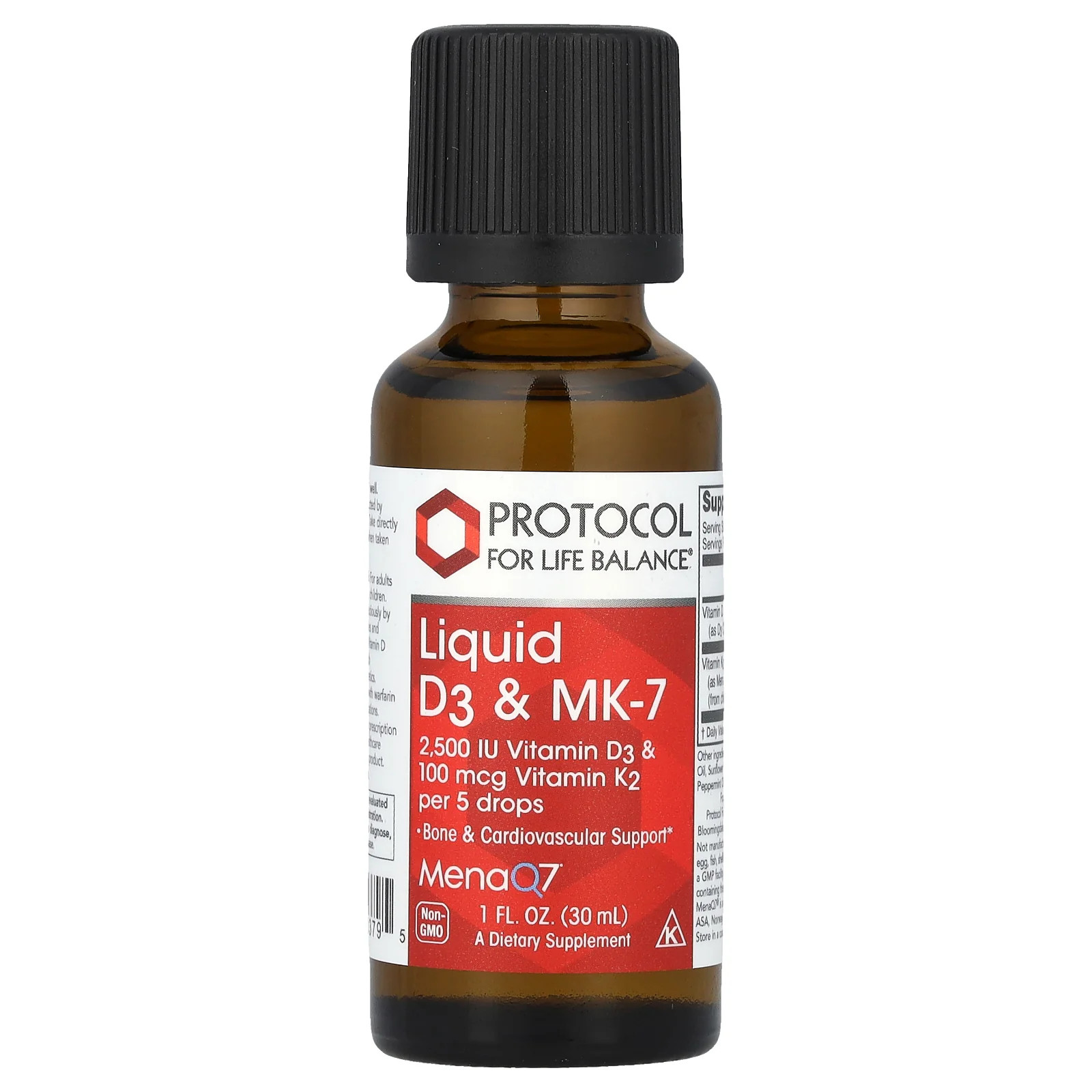 2 X Protocol for Life Balance, Liquid D3 & MK-7, 1 fl oz (30 ml)