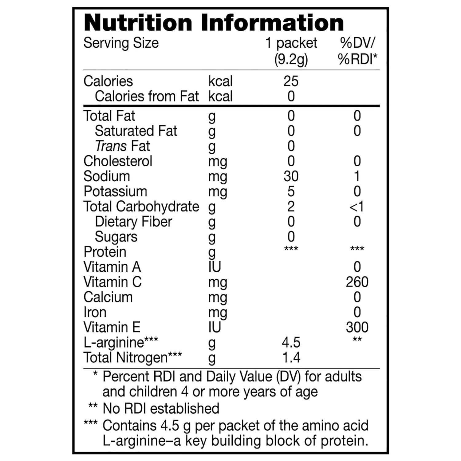 Wound Healing Support: 56 Count Orange L-Arginine Drink Mix with Vitamins C & E