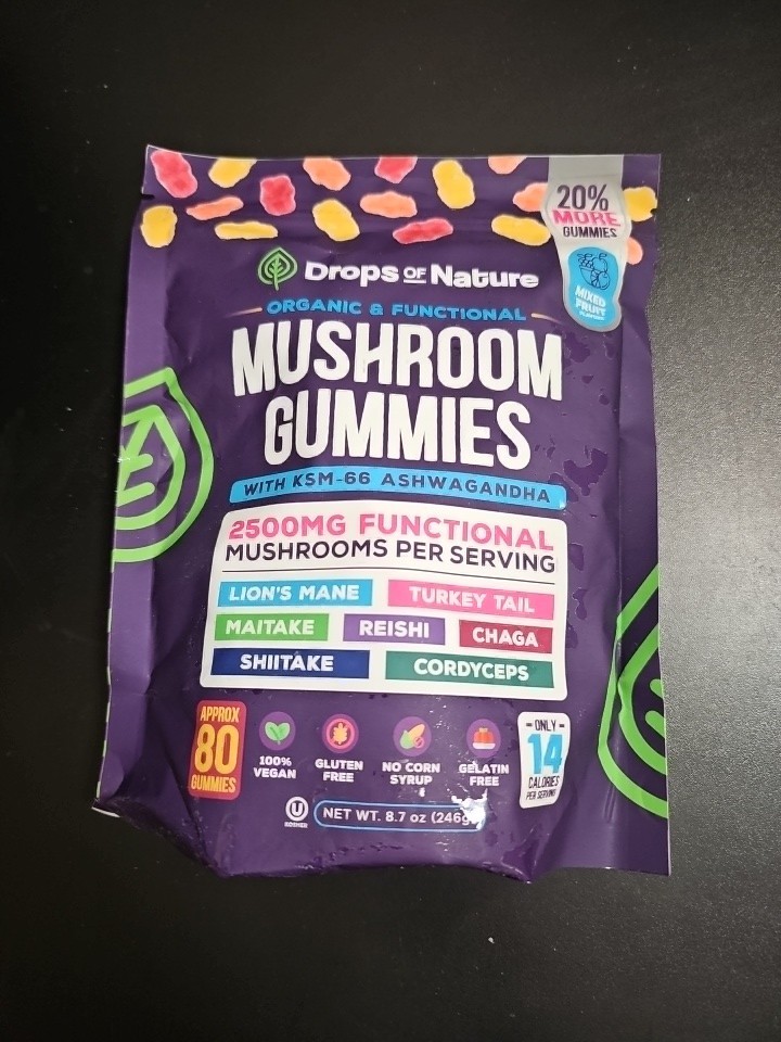 Drops Of Nature Mushroom Gummies | Ashwagandha KSM-66, Lion’s 80 Gummies