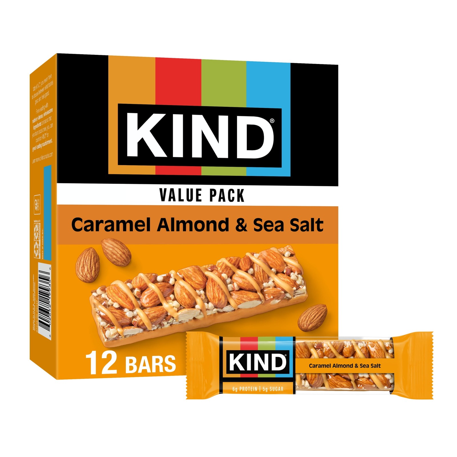 KIND Gluten Free Caramel Almond&Sea Salt Snack Bars, Value Pack,1.4 oz,12 Ct Box