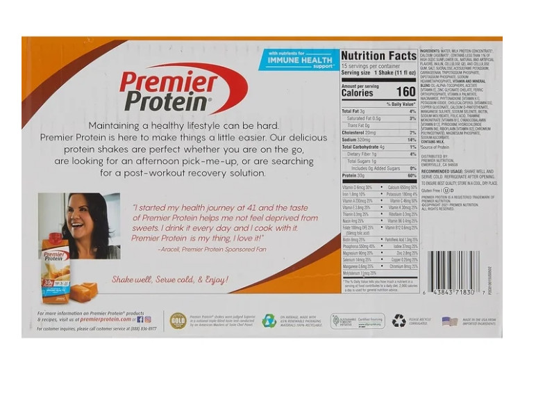 Premier Protein Shake Caramel 15 Pack 11oz High Protein