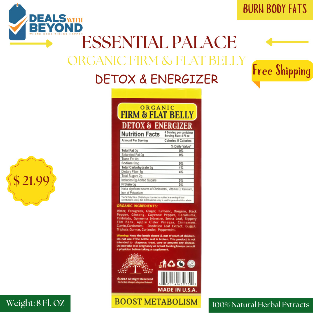 Organic Firm & Flat Belly Detox & Energizer, Burn Body Fat & Remove Waste 8 OZ