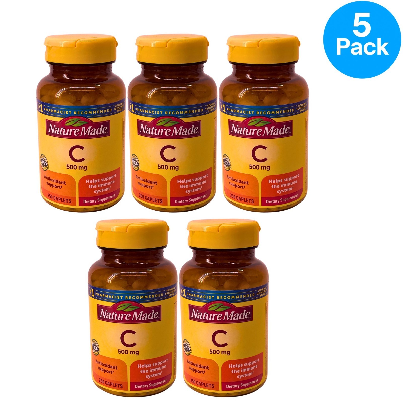 Nature Made Vitamin C 500 mg 250 Caplets 5 Pack New