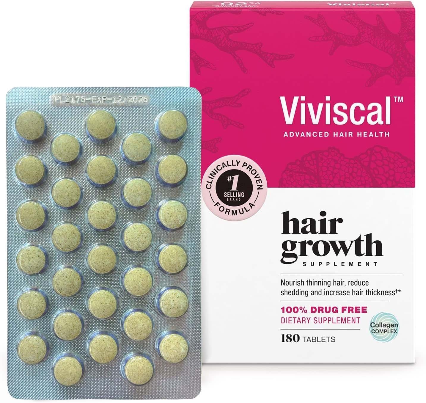 New VIVISCAL Hair Growth Supplement for Women 180 Tablets – 3 Month Supply