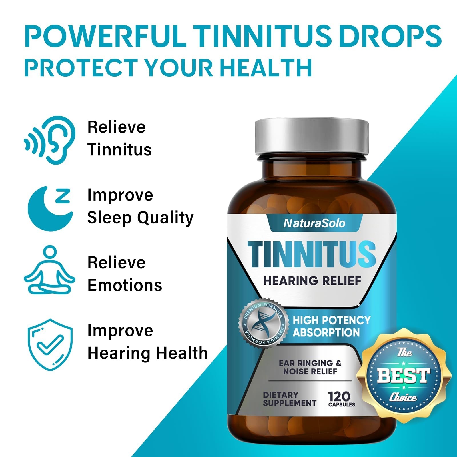 Natural Tinnitus Relief Capsules – Reduce Ringing Ears, Improve Sleep & Focus, 1