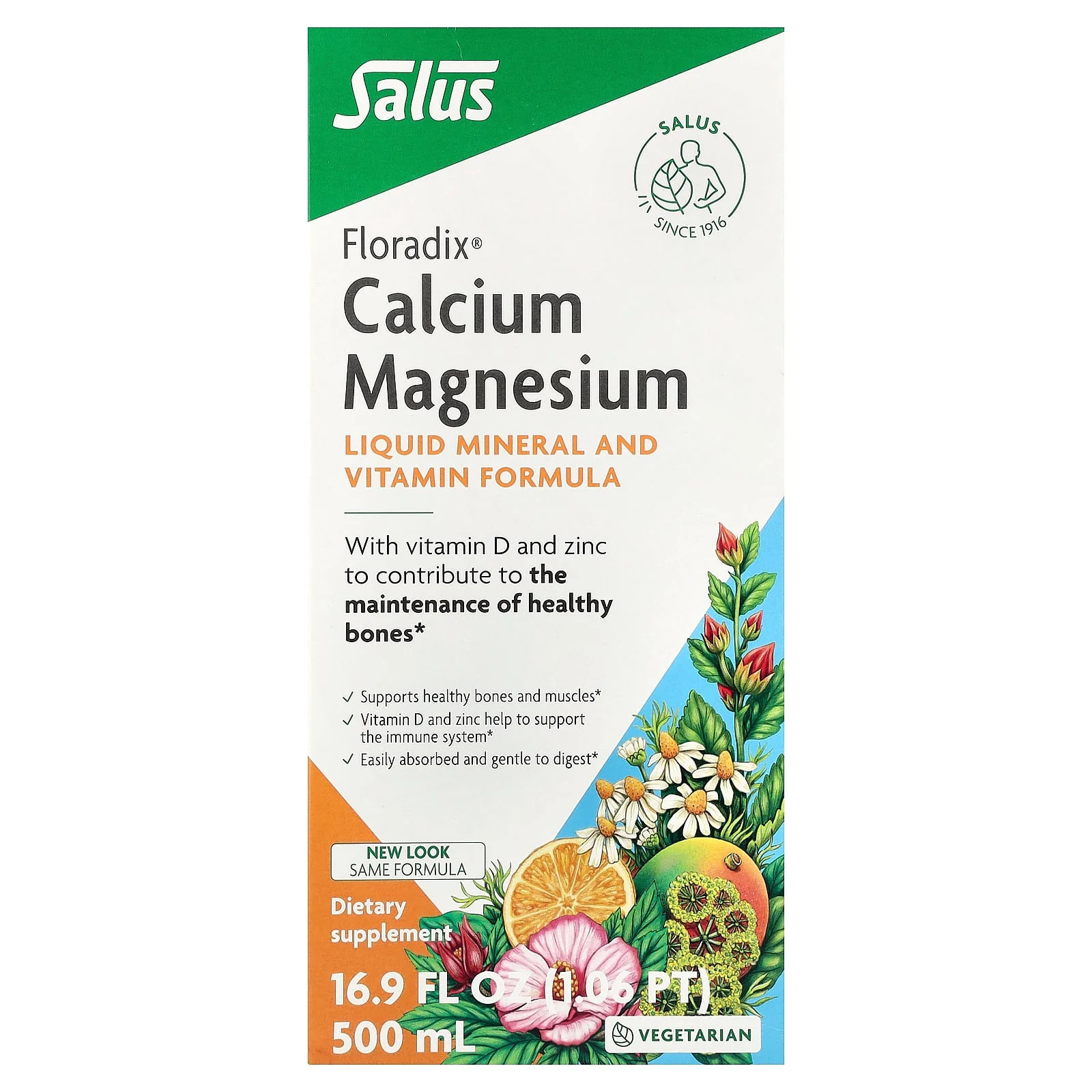 2 X Floradix, Calcium Magnesium, 16.9 fl oz (500 ml)