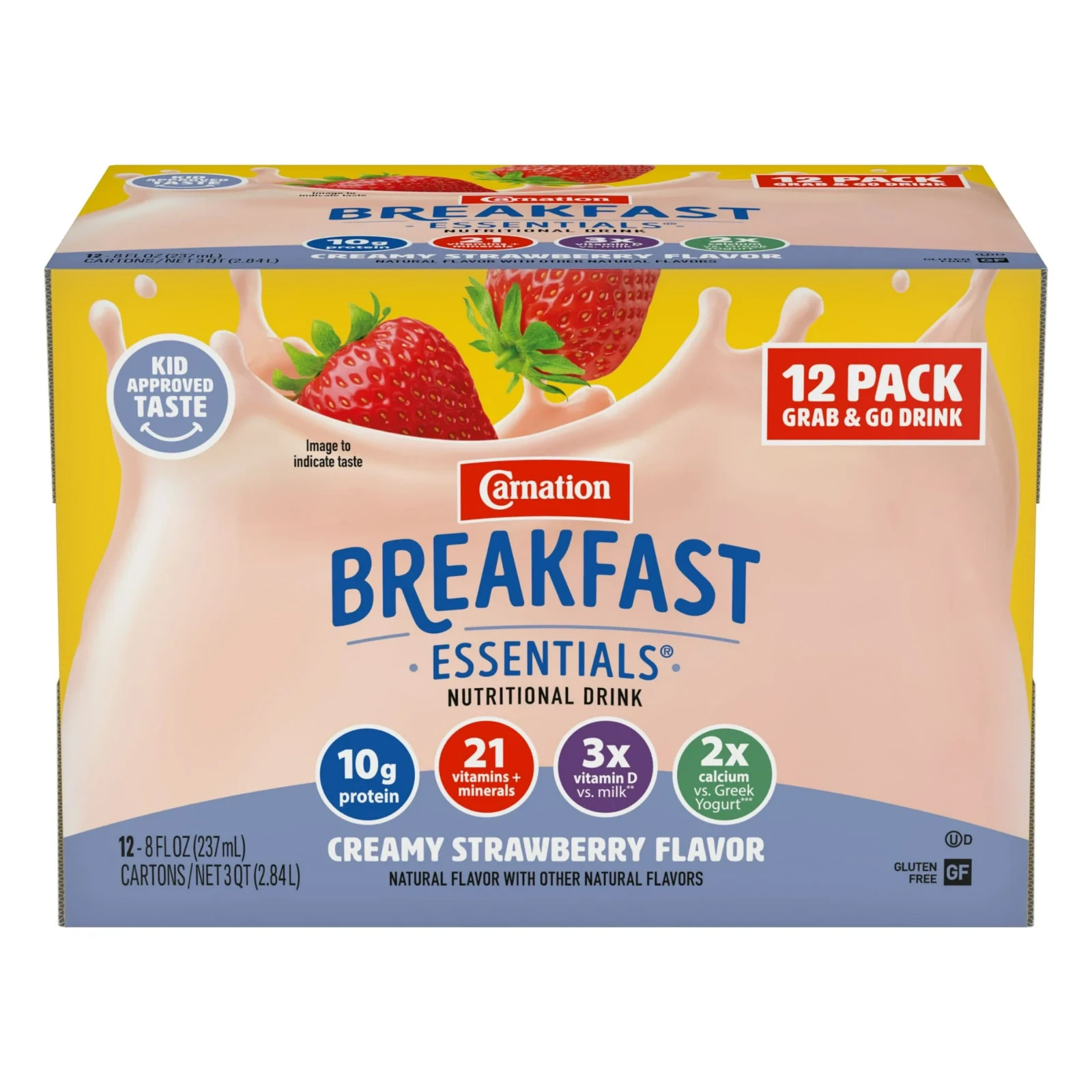 Carnation Breakfast Essentials Strawberry Shake 8 fl oz Bottles 12 Pack