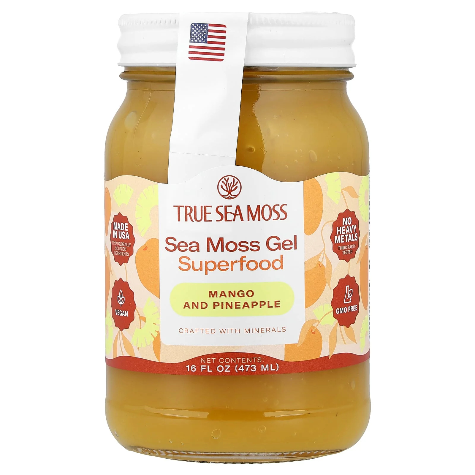 2 X True Sea Moss, Sea Moss Gel Superfood, Mango and Pineapple, 16 fl oz (473 m