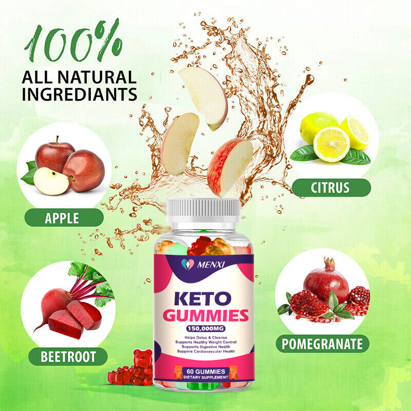 150,000MG Keto Slimming Gummies Apple Cider Vinegar ACV Weight Loss 60 Gummy US