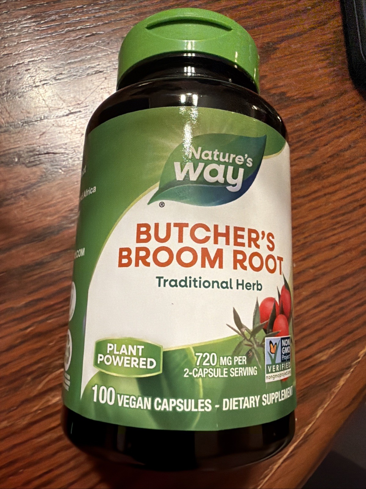 Nature’s Way Butcher’s Broom Traditional Herb 720 mg per 2-Cap Serving EXP 09/29