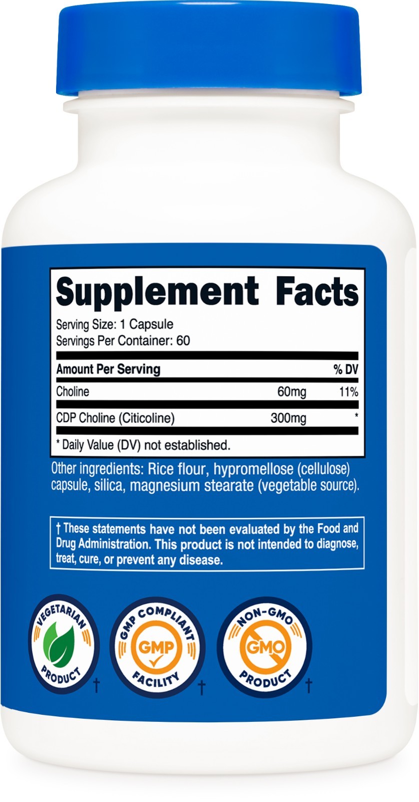 Nutricost CDP Choline (Citicoline) 60 Capsules – 300mg
