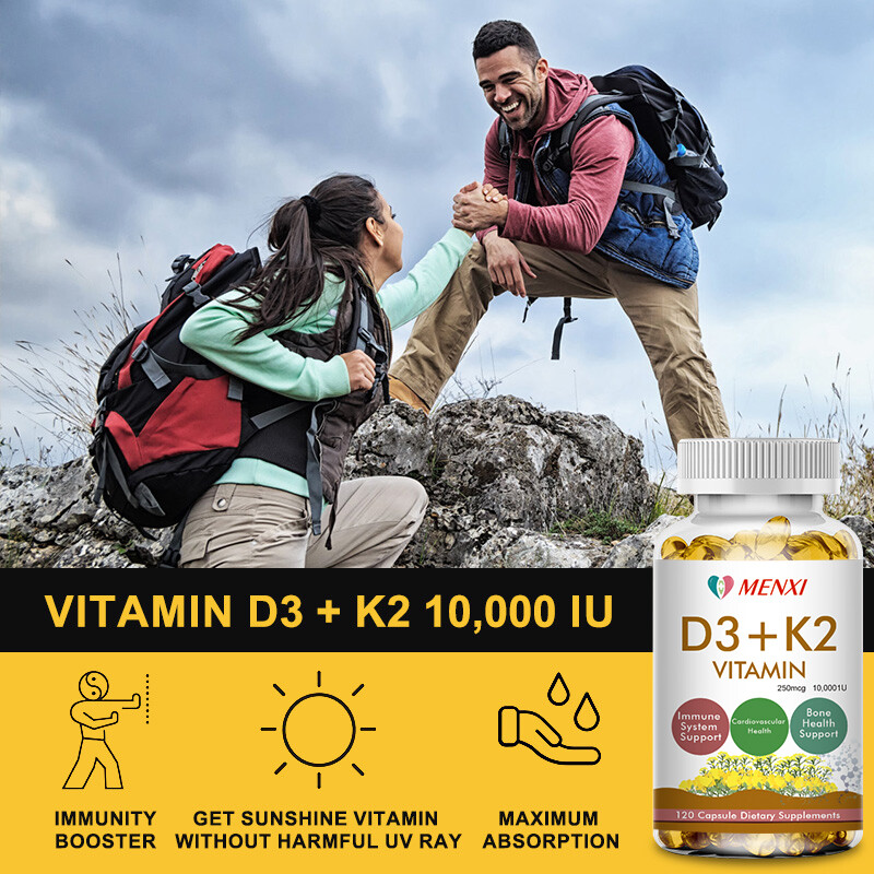 240 Vitamin D3+K2(MK-7)Capsules 250mcg For Immune&Bone Health 10,000IU 2 Bottles