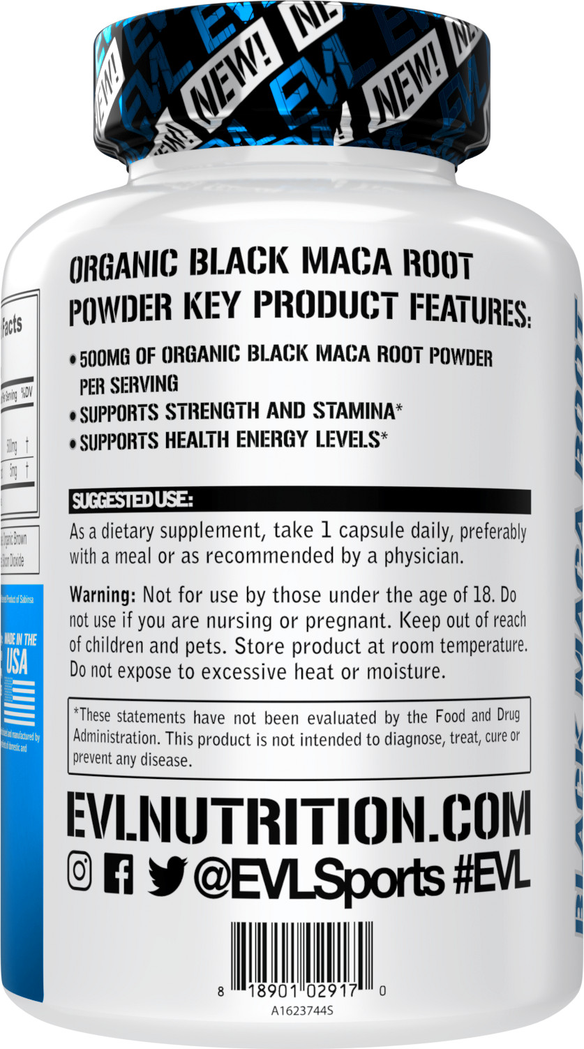 Evlution Nutrition Black Maca Root – Energy Support for Stamina – 60 Servings
