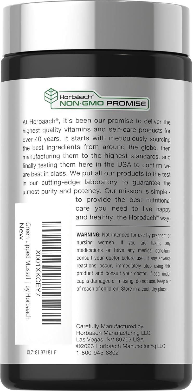 Green Lipped Mussel Capsules 750 mg | 120 Count | from New Zealand | by Horbaach
