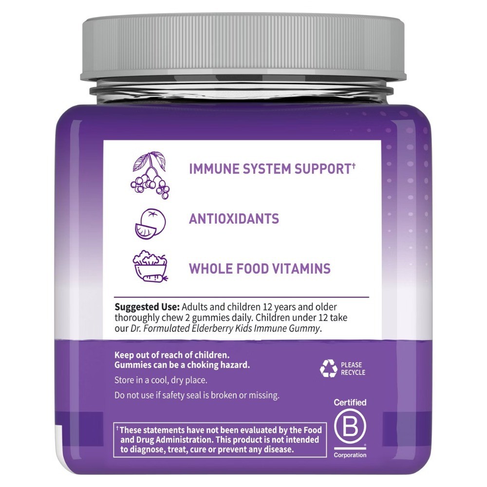 Formulated Adult Elderberry Gummies – 60ct: Certified Gluten-Free, Non-GMO