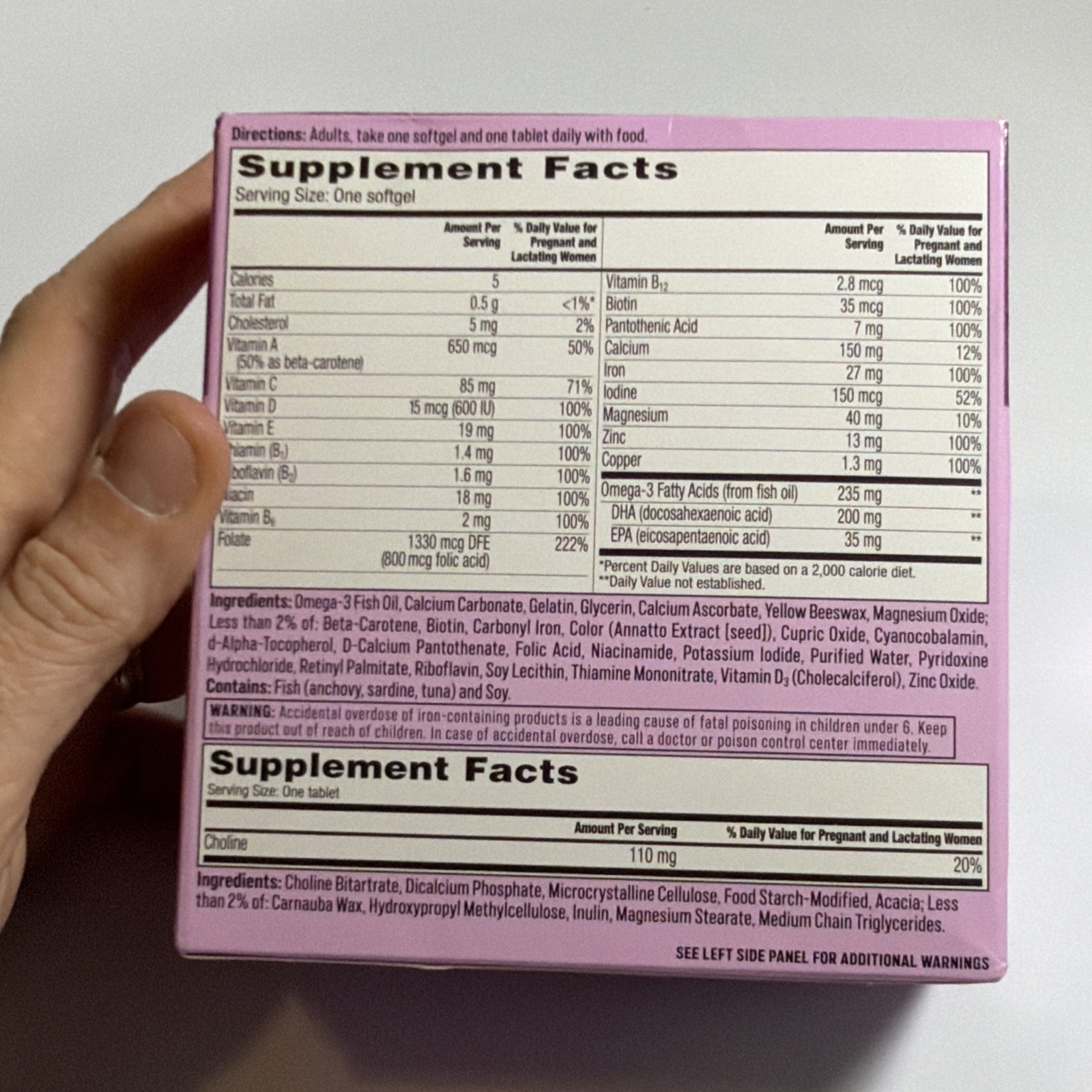 One A Day Advanced Prenatal Multivitamin Choline 60+60 Ct Exp 02/2027 Sealed