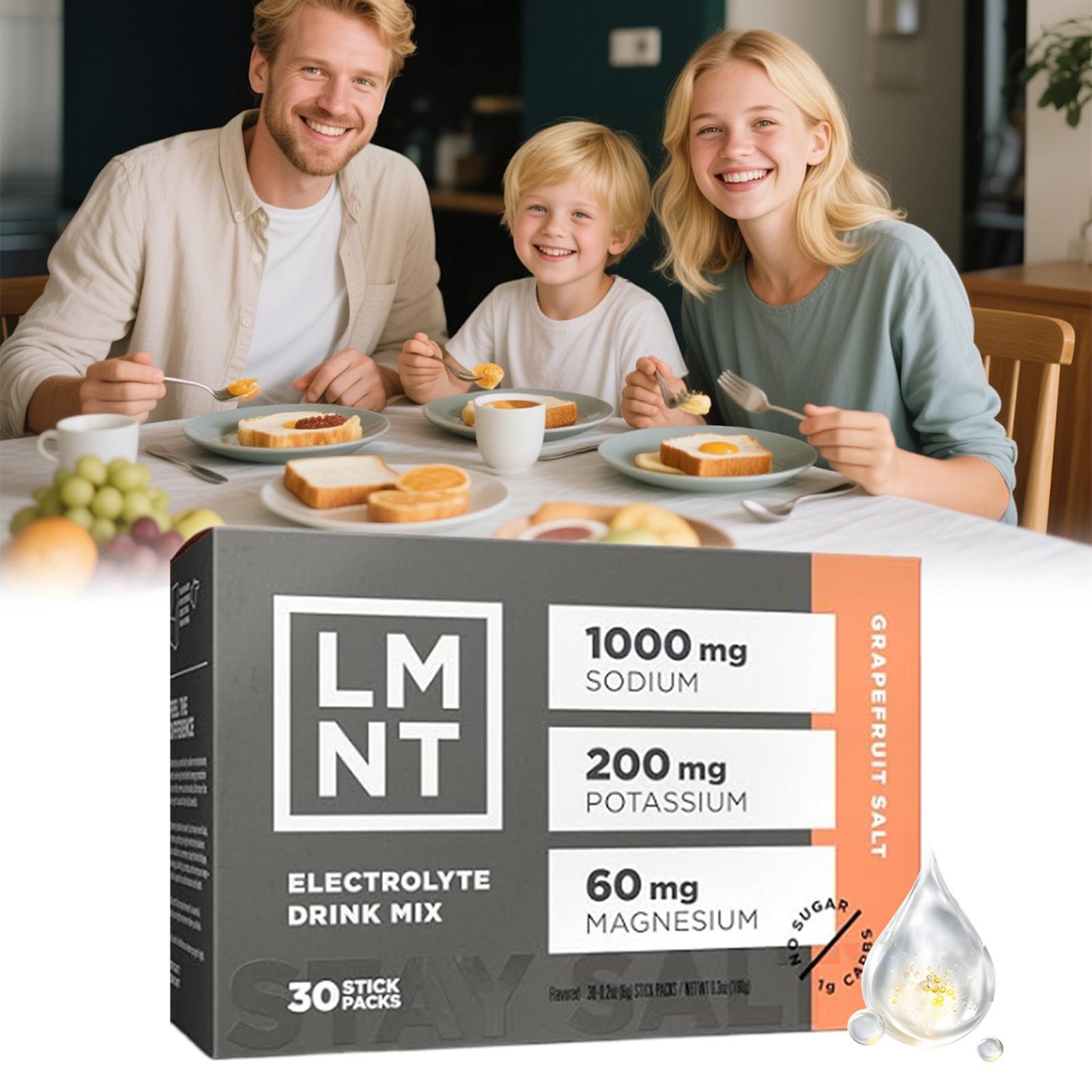 LMNT Electrolytes: 30-Pack Raspberry Salt | Grapefruit | ZERO-Sugar | NEW | Keto